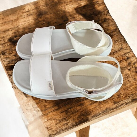 UGG Lennox White Chunky Ankle Strap Wedge Platform Sandals Womens 6 - Picture 8 of 12